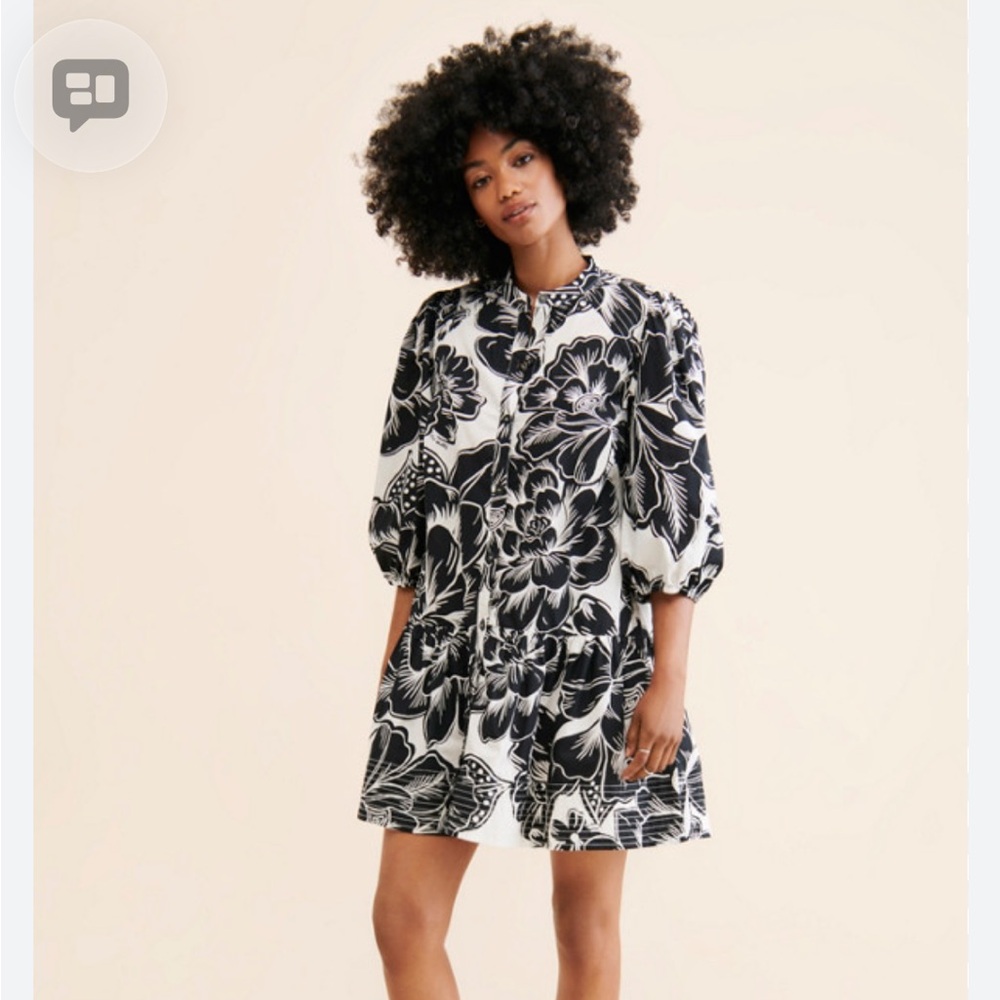 FARM Rio Black and White Floral Dress